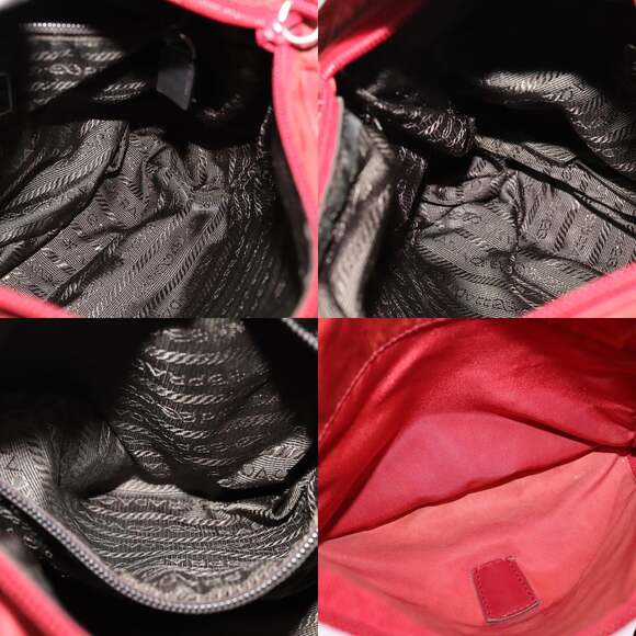 PRADA Shoulder Bag Nylon Red Silver - Picture 12 of 12